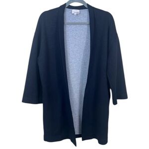 Aritzia Wilfred Free Open Front Cardigan Pockets 3/4 Sleeve Black Minimalist